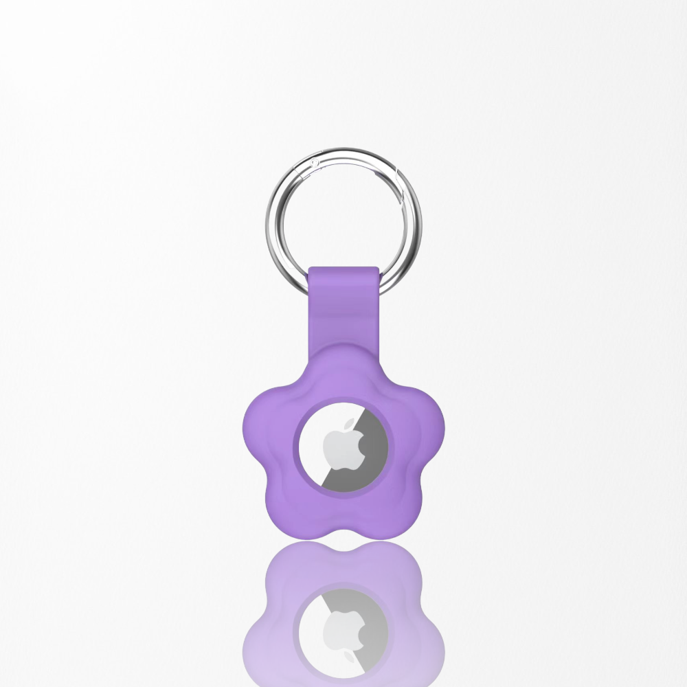 Purple Flower Silicone AirTag Case