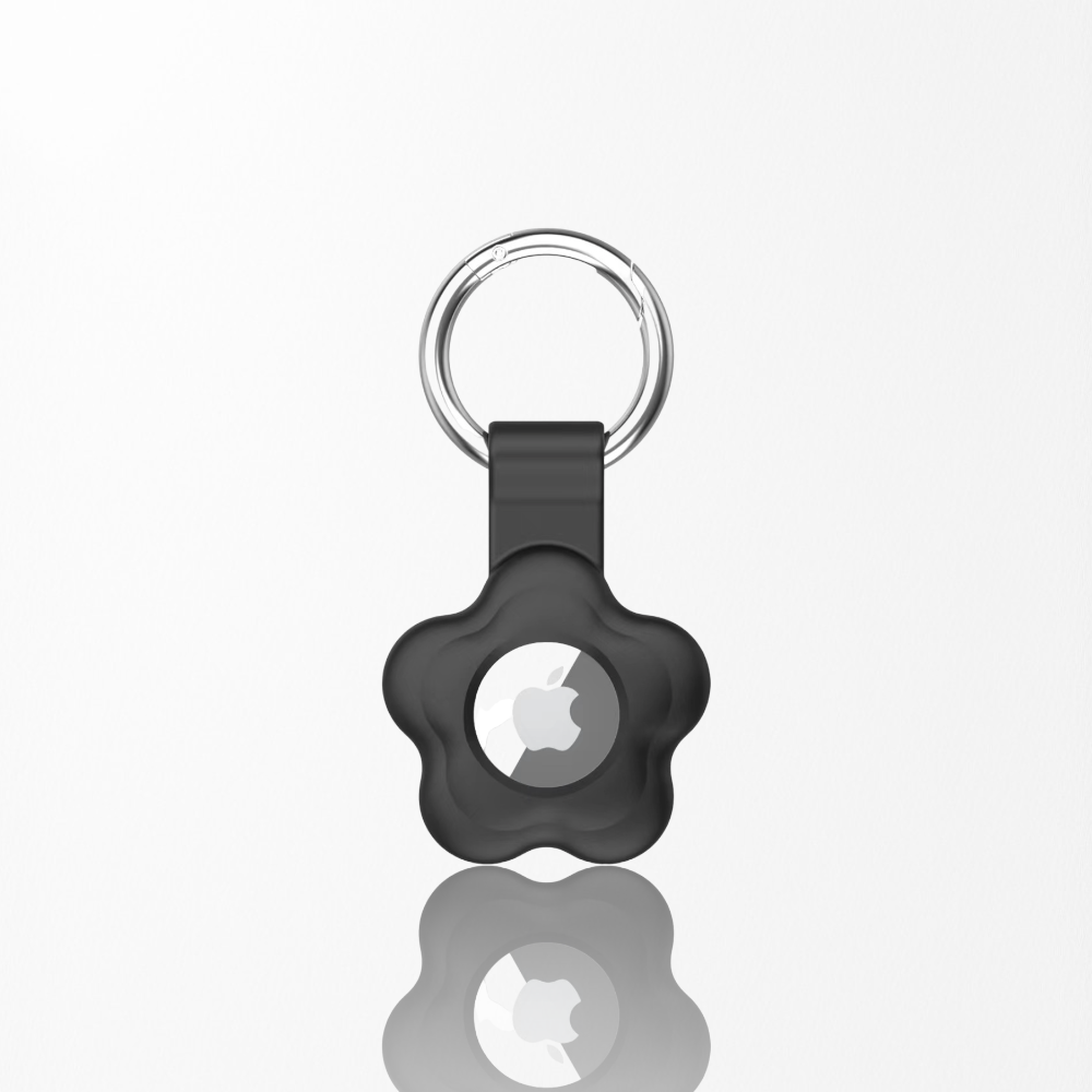 Black Flower Silicone AirTag Case