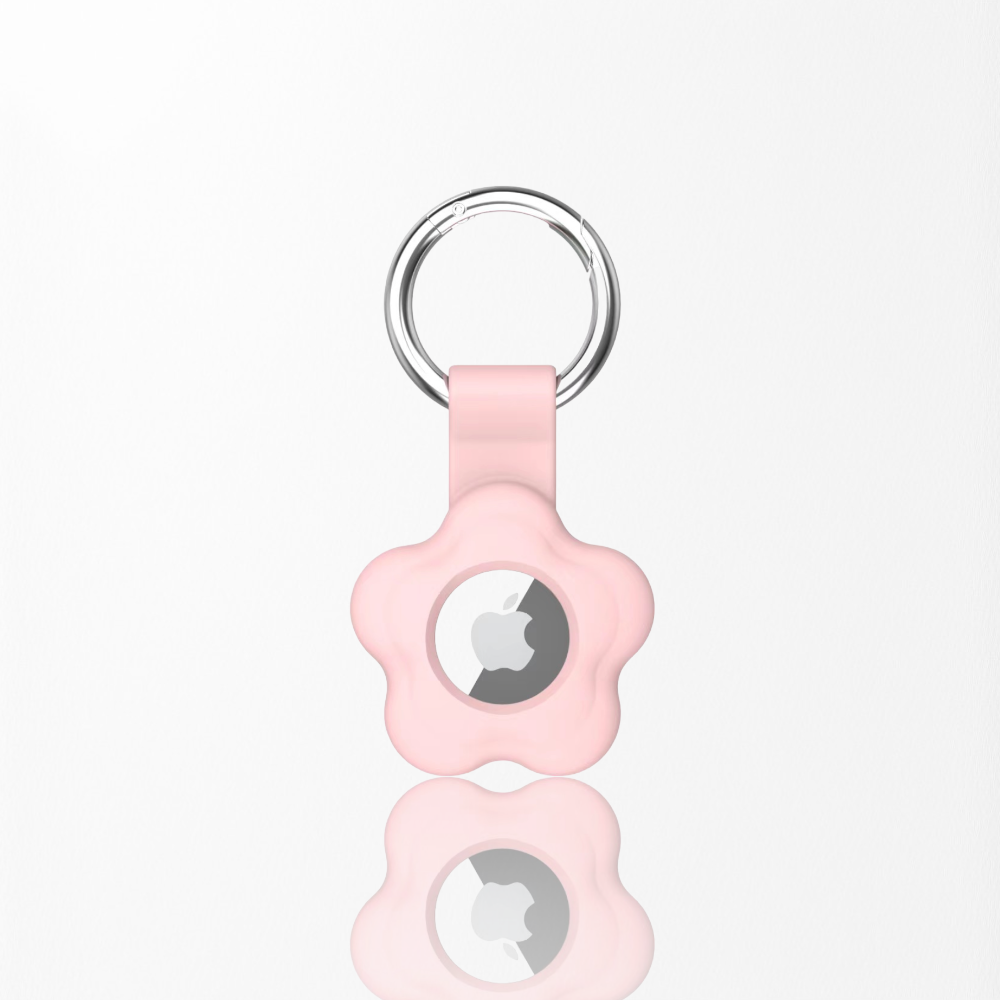 Pink Flower Silicone AirTag Case