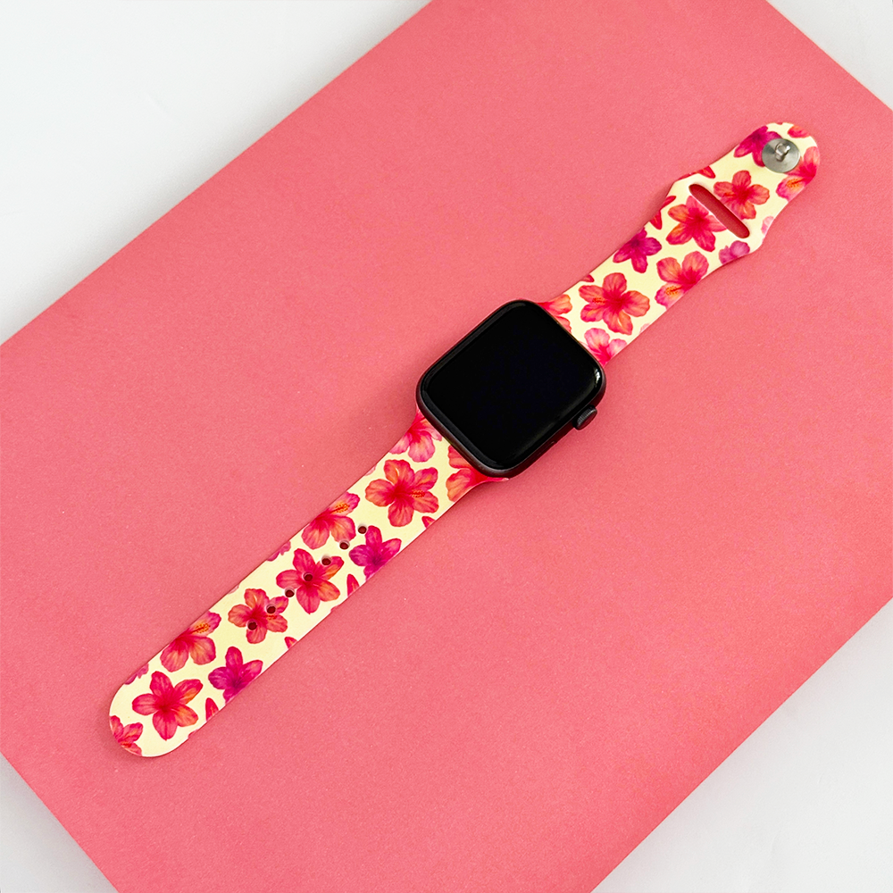 Island Girl Butter Yellow Hibiscus Apple Watch Strap