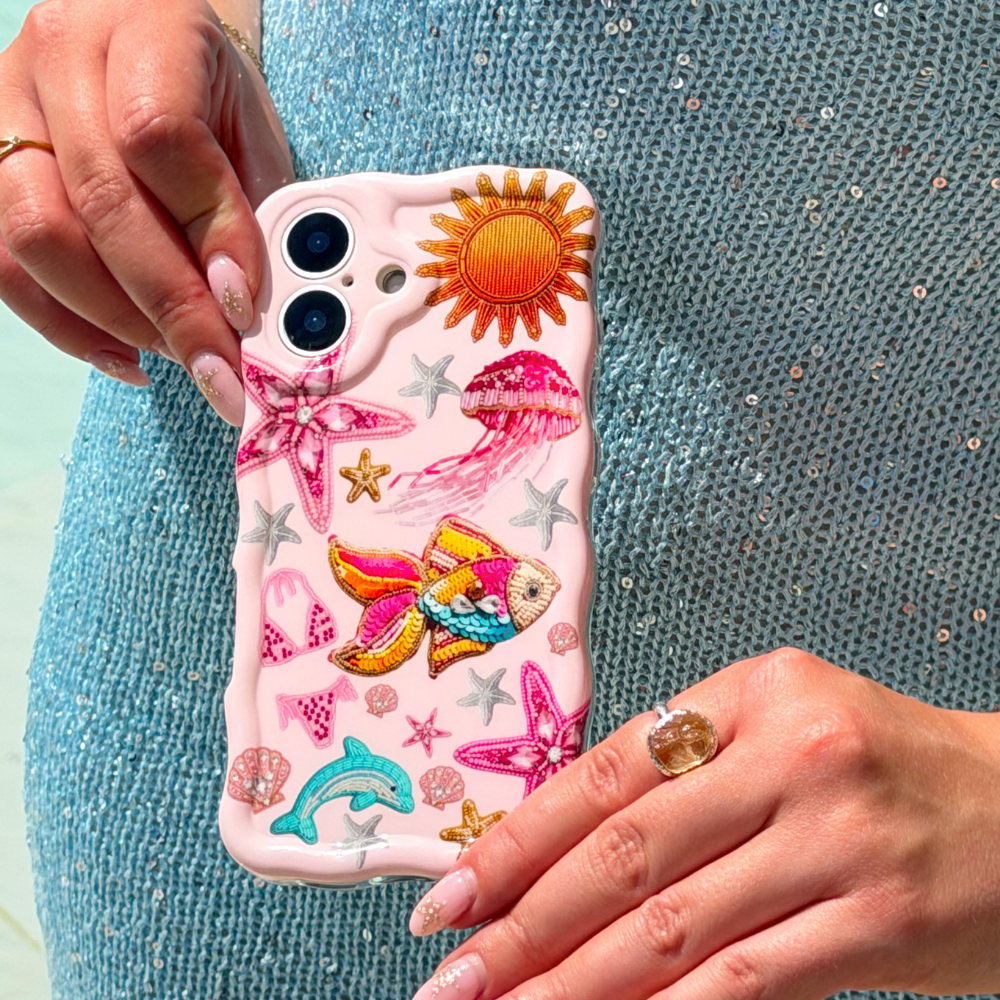 Close up of the Wavy Pink Paradise Phone Case