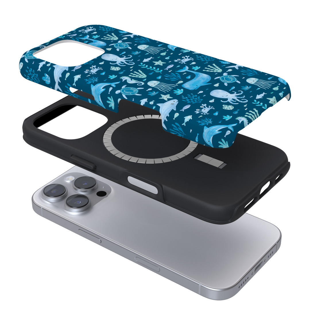 Tough MagSafe® Phone Case - Sea Life Party - Blue