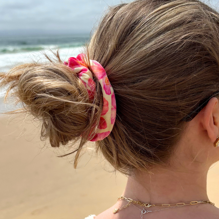 Island Girl Butter Yellow Hibiscus Scrunchie
