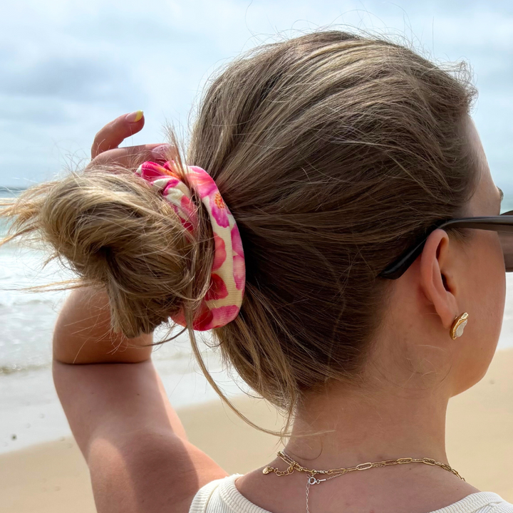 Island Girl Butter Yellow Hibiscus Scrunchie