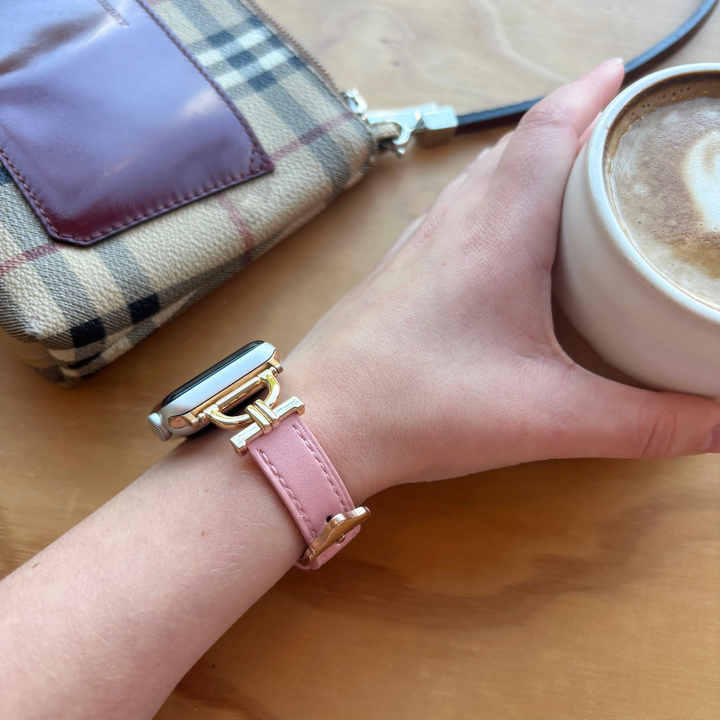 Vegan PU Leather Apple Watch Strap - Powder Pink