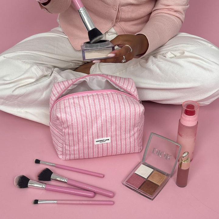 Towel Makeup Bag - Powder Stripe