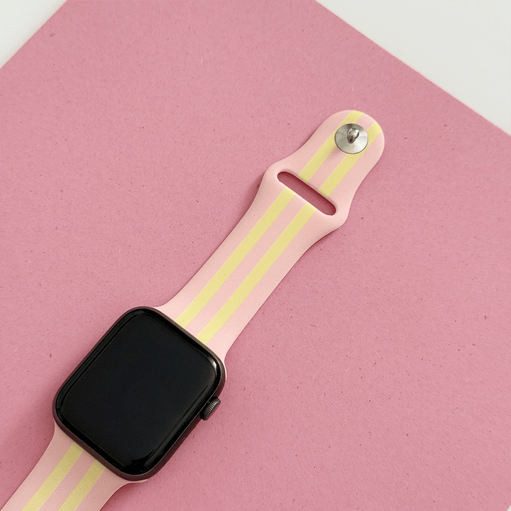 Yellow and pink stripe Apple Watch Strap.