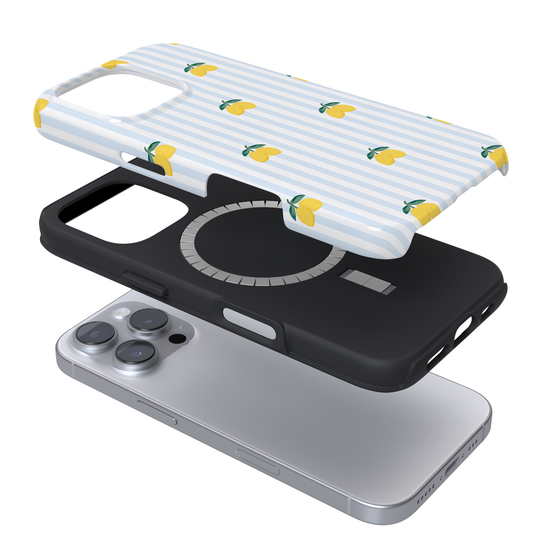 Tough MagSafe® Phone Case - Blue Striped Lemons
