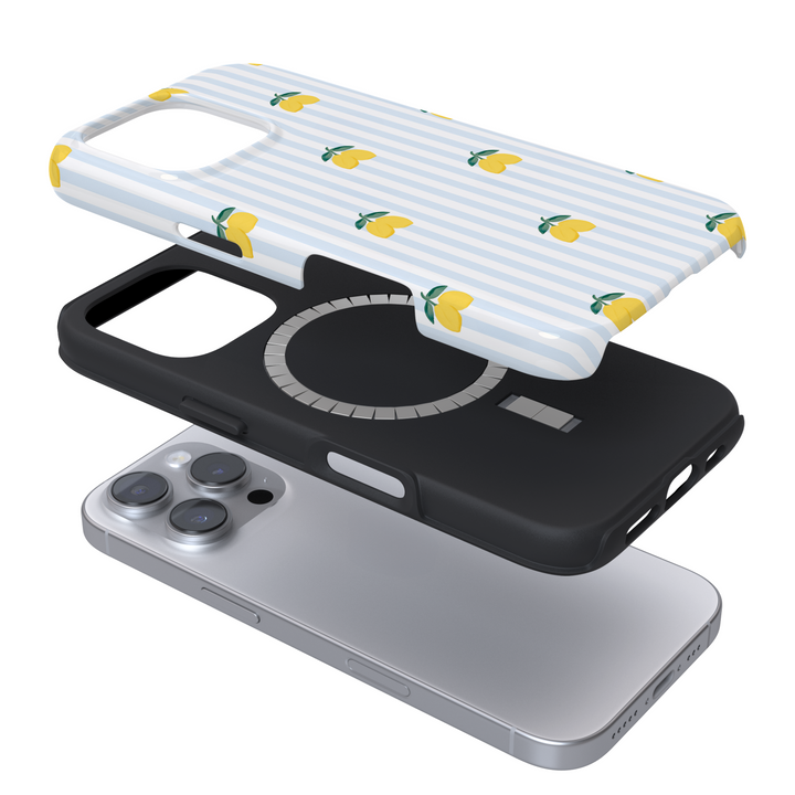Tough MagSafe® Phone Case - Blue Striped Lemons