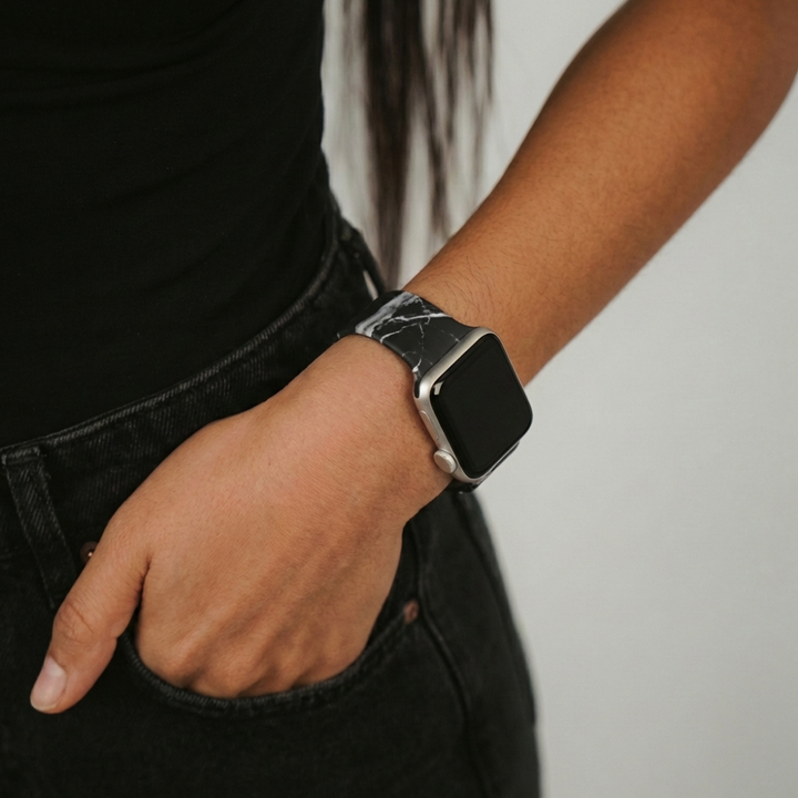 Black Marble Apple Watch Strap