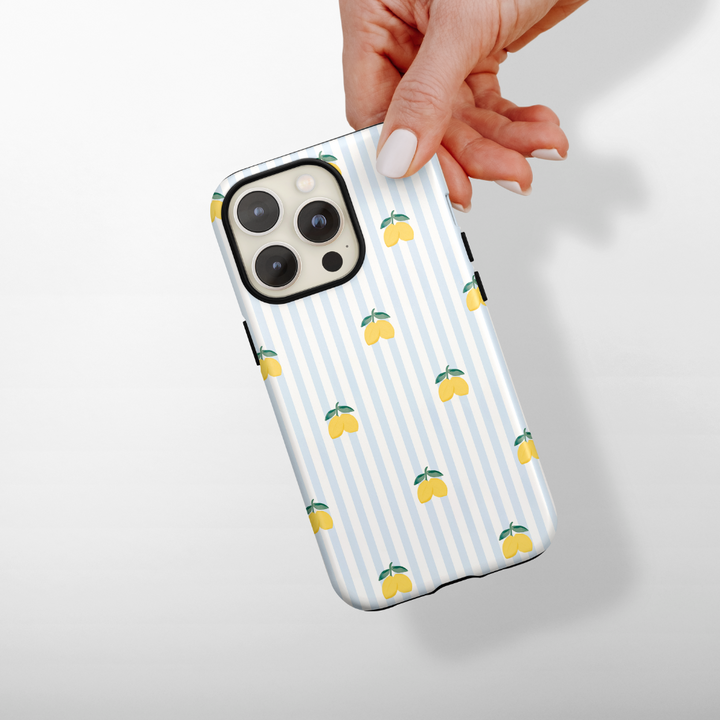 Tough MagSafe® Phone Case - Blue Striped Lemons