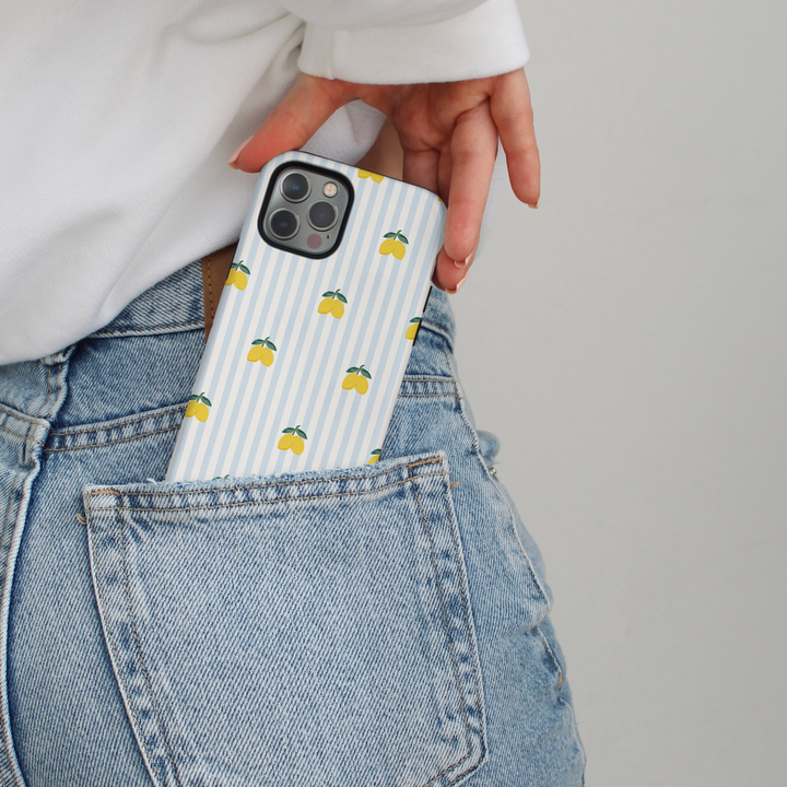 Tough MagSafe® Phone Case - Blue Striped Lemons
