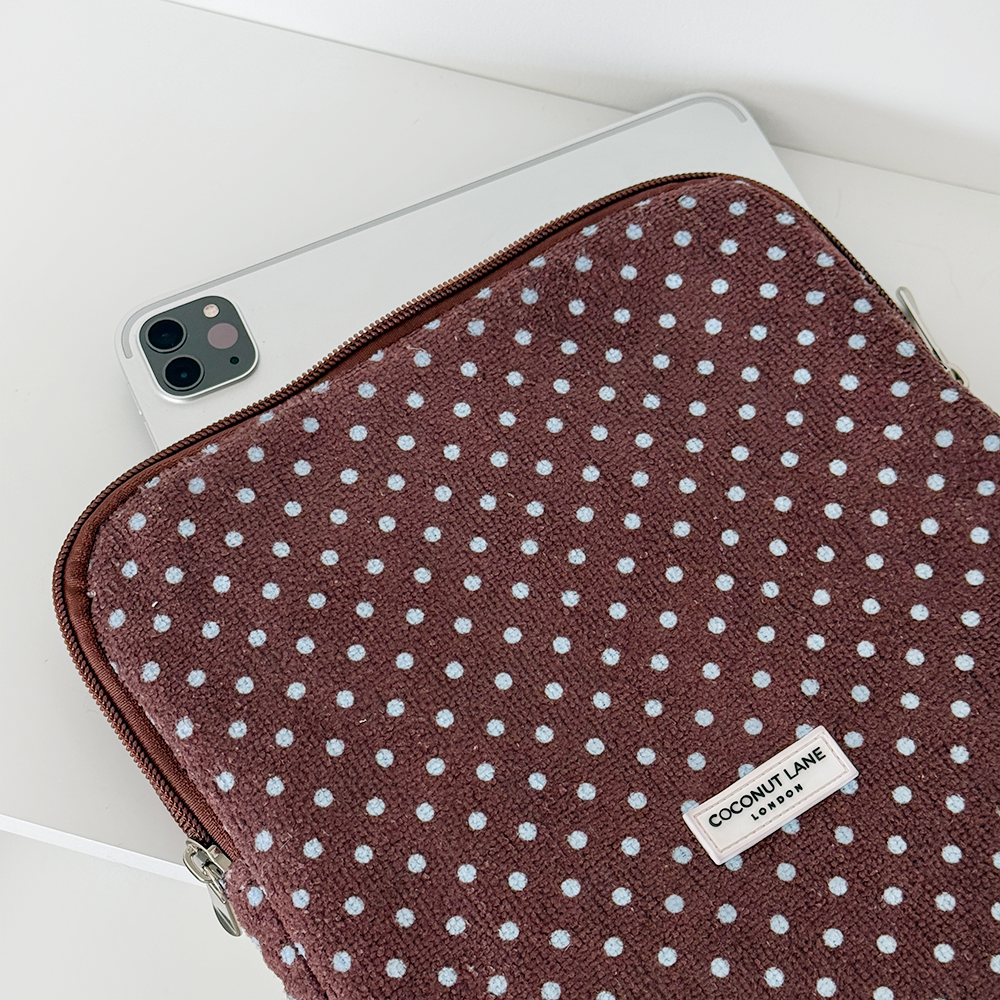 Brown & Blue Polka Dot TOWEL iPad Sleeve