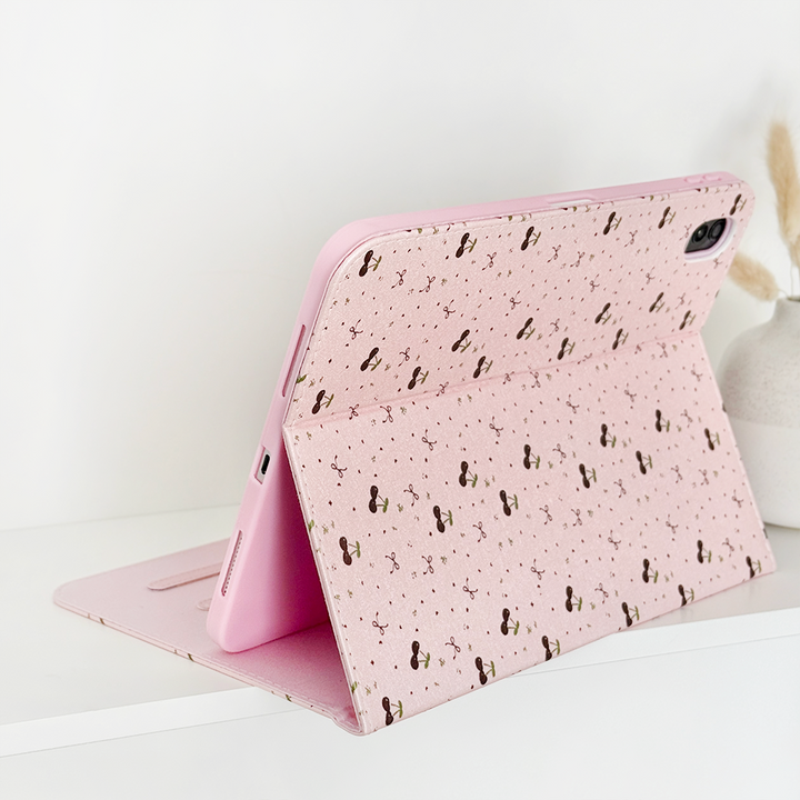 Ditsy Bows & Cherries Pink iPad Case