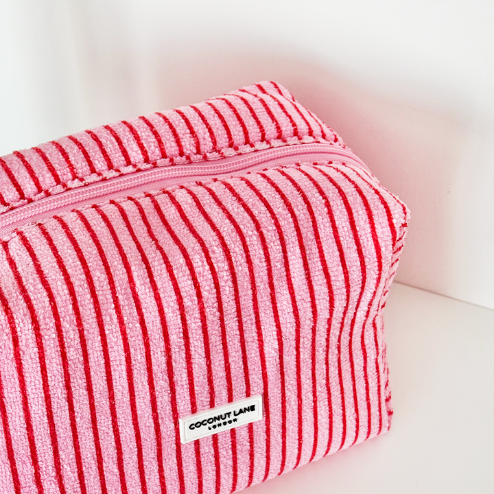 Cherry Stripe Towel Makeup Bag & Scrunchie Set