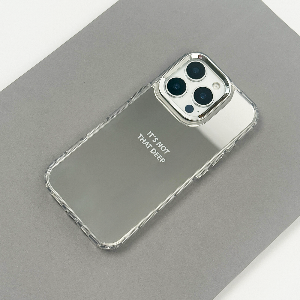 Mirror effect phone case with motivational slogan printed onto the mirror.
