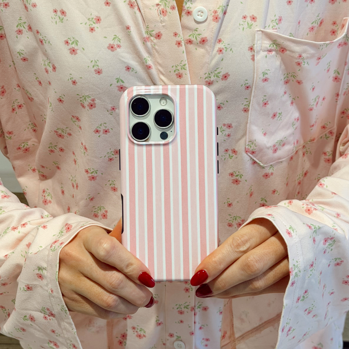 Close up image of the Powder Stripes Tough Phone Case