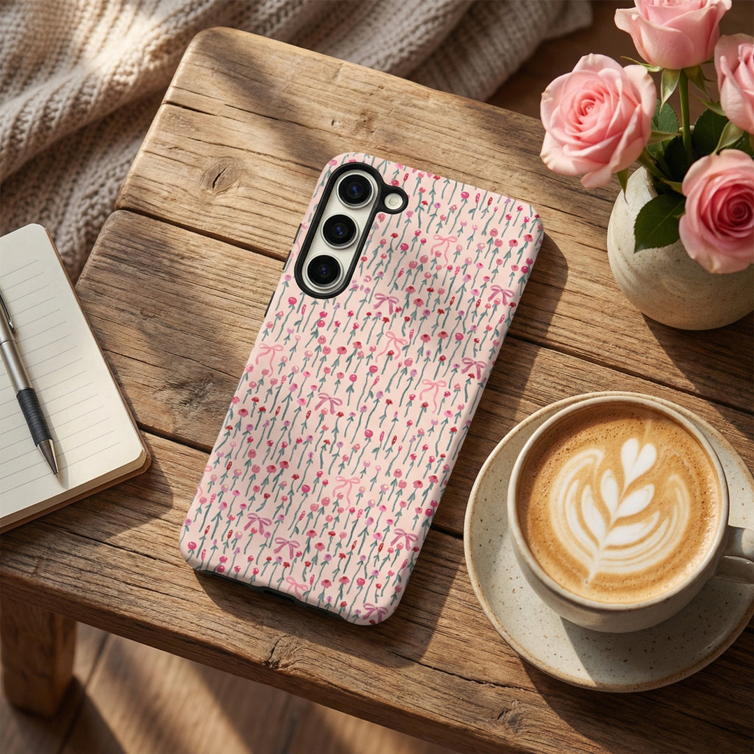 Samsung Tough Phone Case - Peony Bow