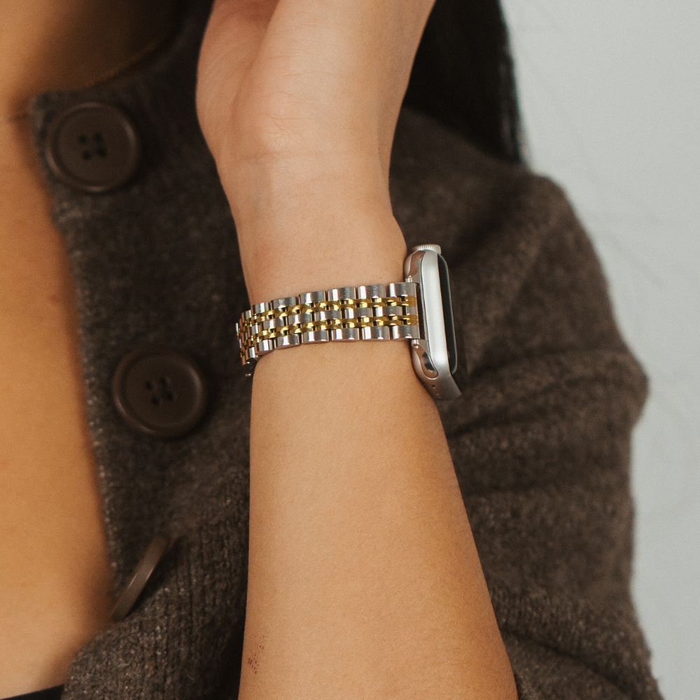 Slim Stainless Steel Apple Watch Strap - Silver & Gold