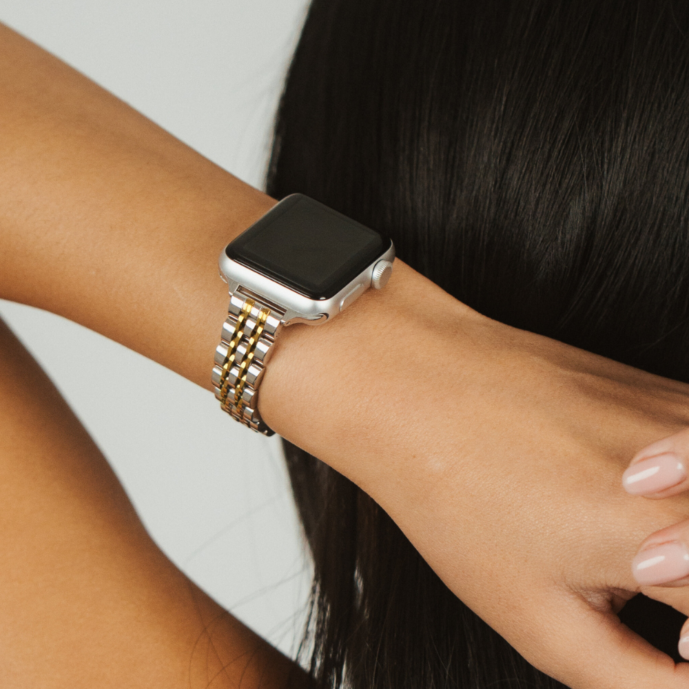 Slim Stainless Steel Apple Watch Strap - Silver & Gold