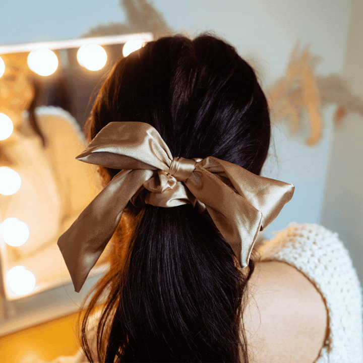 Neutral Satin Bow Scrunchie Bundle