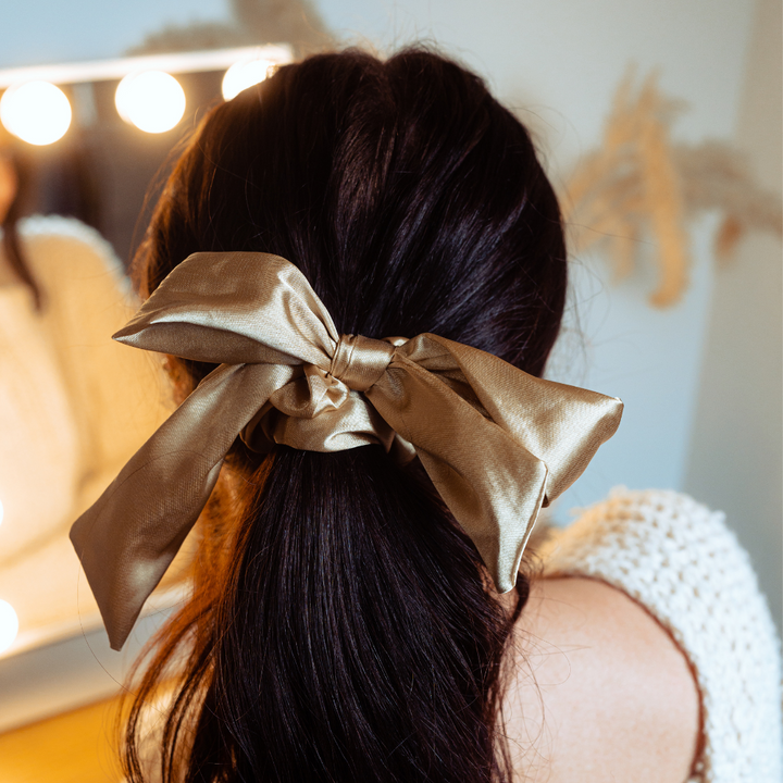 Neutral Satin Bow Scrunchie Bundle