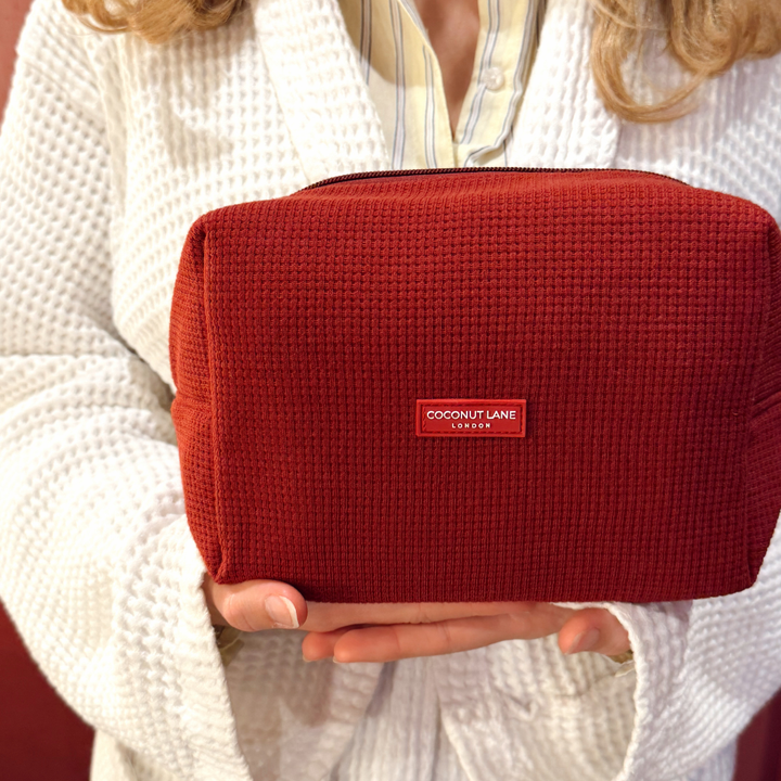 Waffle Makeup Bag - Burgundy