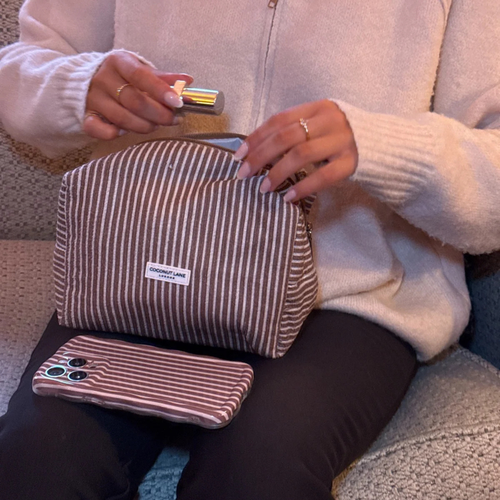 Towel Makeup Bag - Chestnut Stripes