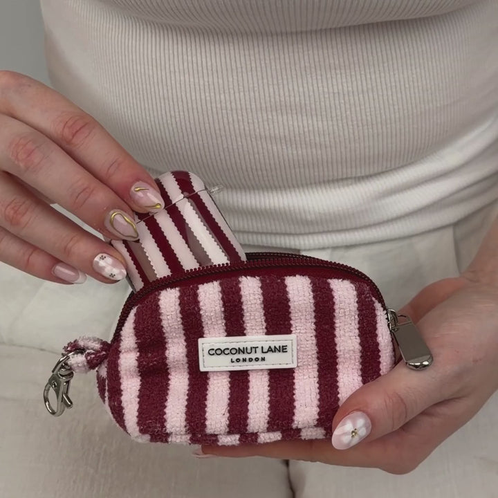 Video of Blushberry stripes makeup bag