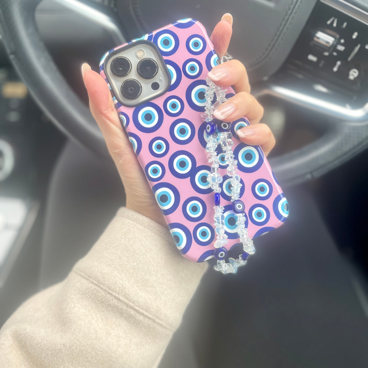 Beaded Phone Strap - Crystal Evil Eye